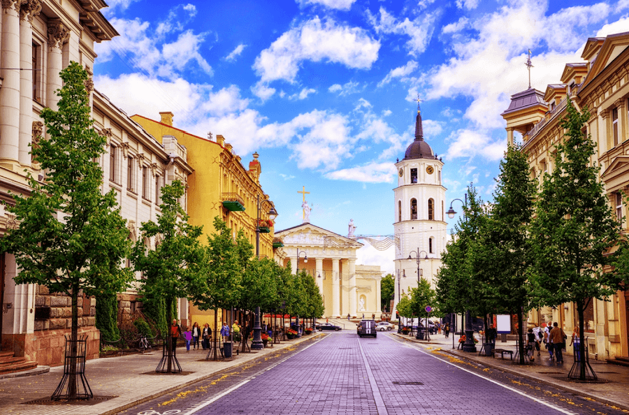 Vilnius old town street view in Lithuania