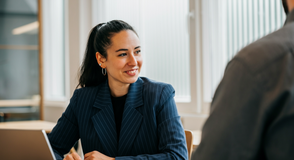 Female lawyer consulting client in professional office